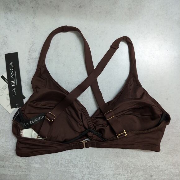 La Blanca Java (Brown) Island Goddess Underwire Twist Front Bra Top Size 8 New - Picture 3 of 11